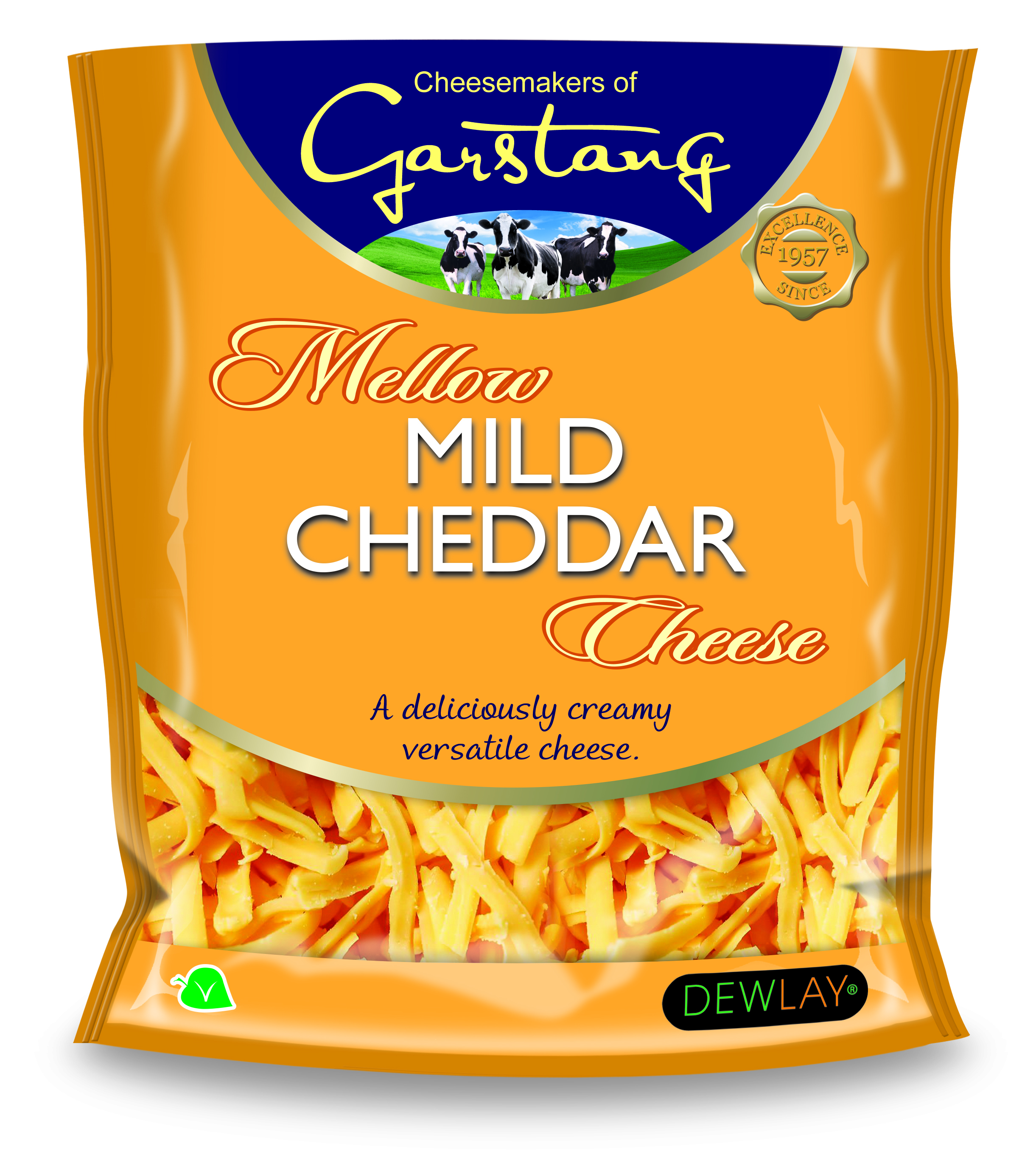 Dewlay Grated Mild Coloured Cheddar 10x180g